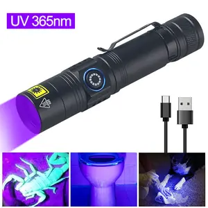 5W 365nm USB Rechargeable UV Flashlight, Lightweight Aluminum Alloy Penholder Design LED Torch for Pet Urine Detection, Resin Curing, Special Detection (Minerals, Scorpion, Rockhounding, Jade, Jewelry)