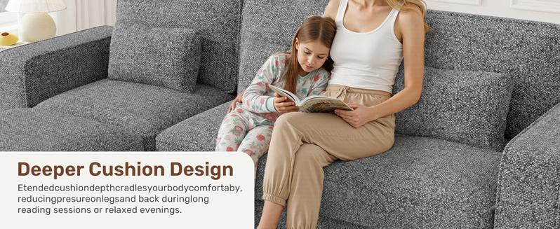 102" Convertible Sectional L-Shaped Sofa Couch with Storable Ottoman,Deep Seat Sofas for Living Room,Bedroom Apartment,with USB Type-C Ports and Pillow (Chenille,Beige) 102" Convertible Sectional L-Shaped Sofa Couch with Storable Ottoman,Deep Seat Sofas for Living Room,Bedroom Apartment,with USB Type-C Ports and Pillow (Chenille,Beige)