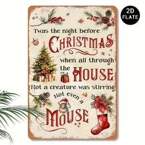 Vintage Christmas Wooden Wall Art Sign With Rustic Farmhouse Decor Featuring Wood Grain Tree And Ornament Designs For Home Cafe And Bar Easy To Hang Room Accent Gift