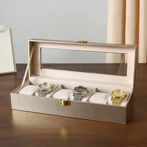 6 Slot Watch Box with 6 Slots for Organized Storage and Display Ideal for Watch Enthusiasts and Collectors Secure and Accessible Design