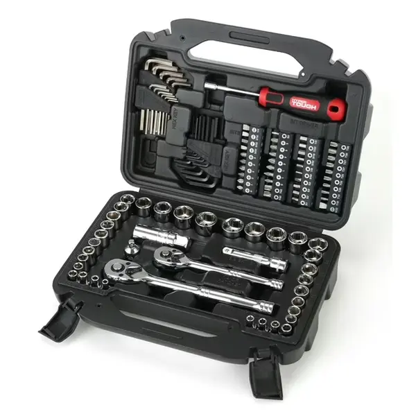 110-Piece Mechanics Tool and Socket Set with Ratchet Wrenches, Driver Bits, Hex Keys, and Rugged Molded Storage Case