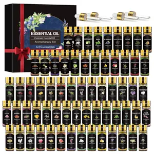 Essential Oil Set - 64 Pcs (0.17 fl.oz) - Pure Essential Oils, Perfect for Diffuser, Massage, Soap, Candle, Bath Bombs Making, Skin & Hair Care, Aromatherapy, Therapeutic & Long Lasting Scent, Christmas Gift