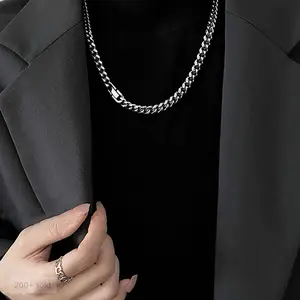 Fashionable Stainless Steel Minimalist Necklace For Men Women Daily Wear Silver Tone Chain Jewelry