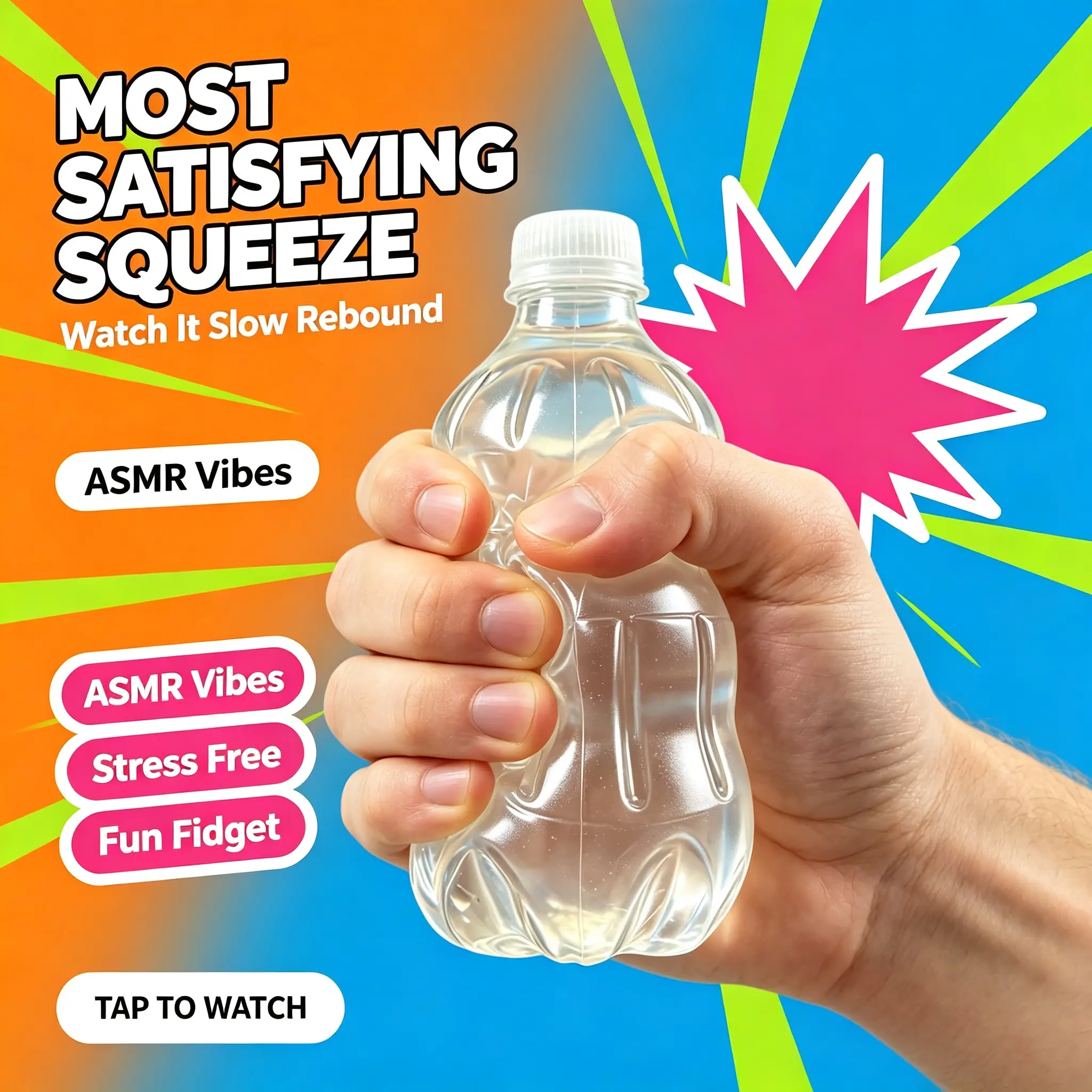 [Ready Ship]  Cute Transparent Maltose Mineral Water Bottle Soft Squishy Toy | Slow Rising Shapeable TPR Squeeze Stress Relief Fidget For Anxiety, ADHD & Hand Therapy | Fun Sensory ASMR Desk Toy For Kids Adults Office Home | Viral Trending Clear Fidgets