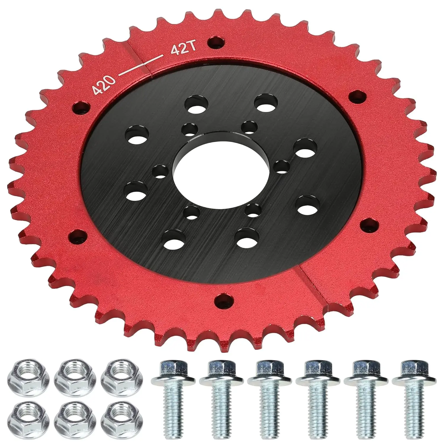 Universal Split Sprocket & 420 Chain 42 Tooth for Coleman CT200U BT200X CT200U-EX Motovox MBX10 Baja Warrior MB200 Doodlebug DB30 Predator 212 196cc 6.5hp Mini Bike Go Kart Parts