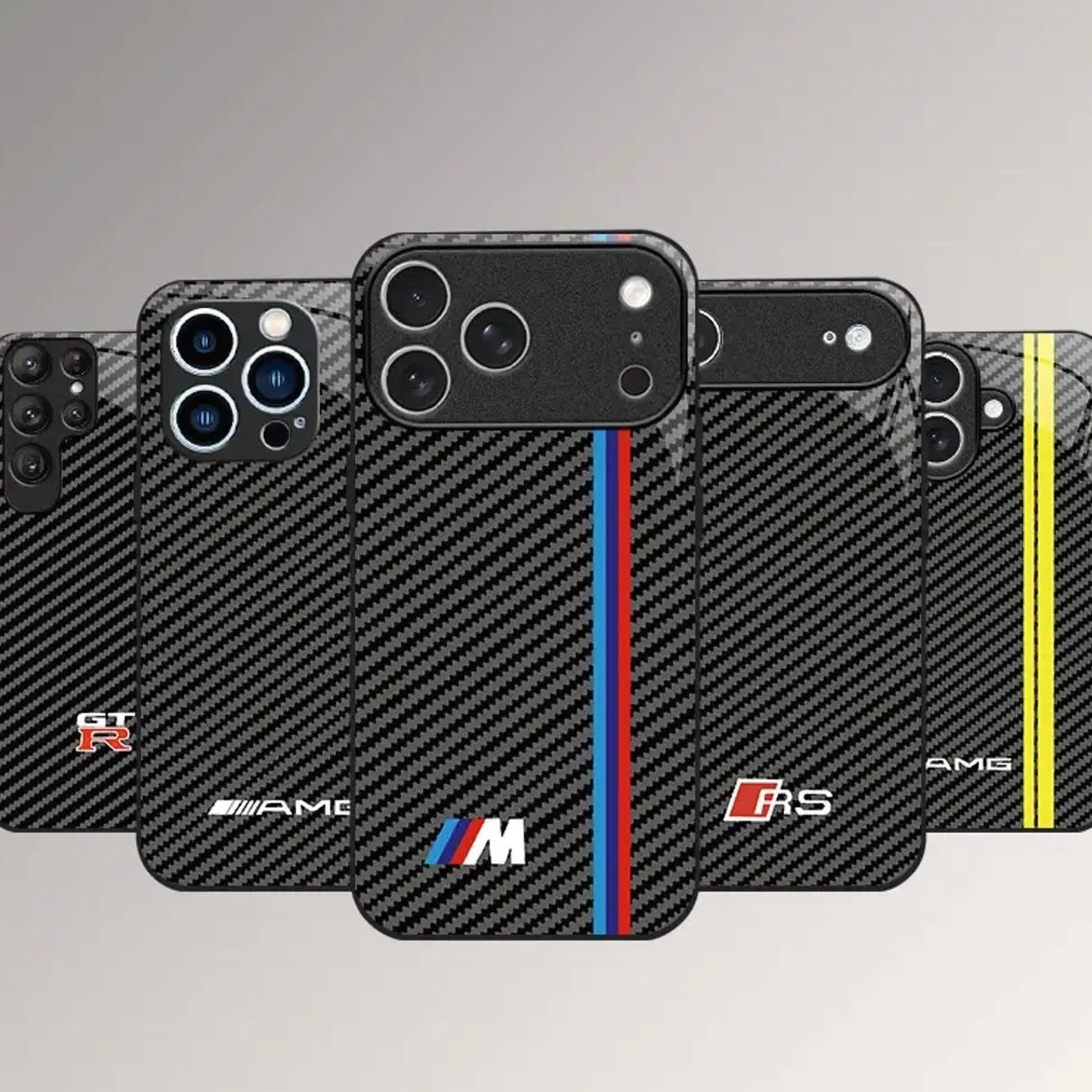 for iPhone 17/16/15/14/13/12/11 air/pro/promax/plus Carbon fiber texture mirror mobile phone case glass case