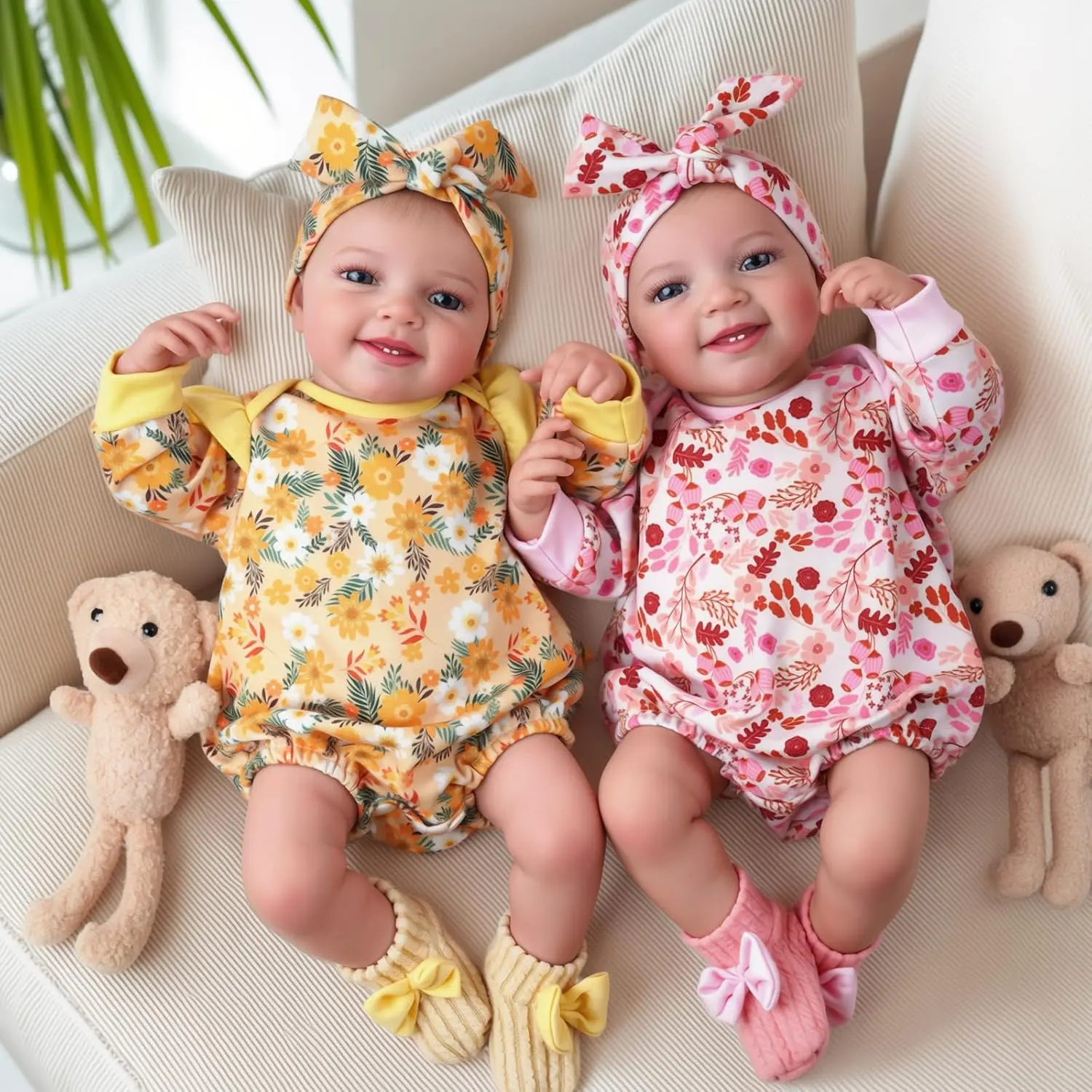 #Summervibes#DealsForYouDays BABESIDE twins Reborn Baby Dolls,20Inch Realistic Baby Dolls, Vinyl limbs + fabric body Reborn Baby with Toy Accessories GGift Set for Kids Age 3 Years and Up for Christmas New Year's gifts Collectible Dolls