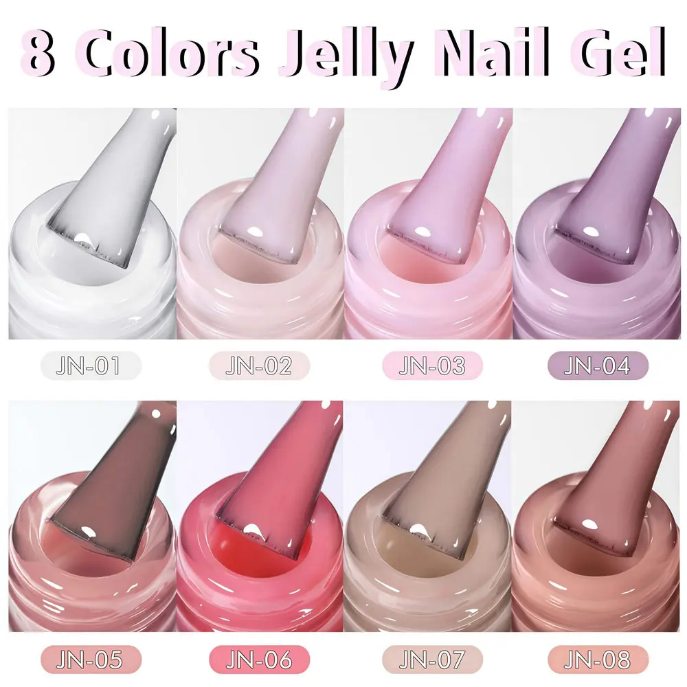 8 Colors/Set Jelly Nail Gel Polish, UV LED Soak off Nail Art Polish, Nude Color UV Gel Nail, Semi-Permanent Nail Polish, Long Lasting Nail Polish, Manicure, Nail Care