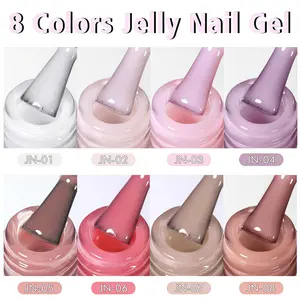 8 Colors/Set Jelly Nail Gel Polish, UV LED Soak off Nail Art Polish, Nude Color UV Gel Nail, Semi-Permanent Nail Polish, Manicure