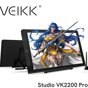 VEIKK Studio VK2200 Pro Drawing Pen Display Graphic Monitor IPS Monitor 16384 Level Pen Pressure Drawing Pen Tablet Dual Monitor and Adjustable Stand 21.5 Inch