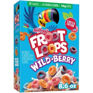 Limited Edition Fruit Loops Wild-Berry Flavor Cereal, 1 Box (8.6 oz)