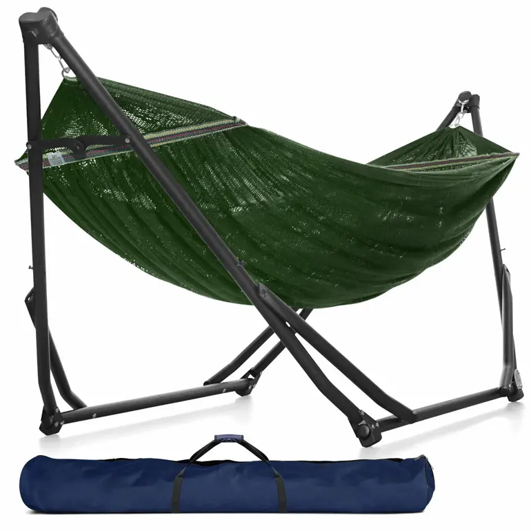Tranquillo UniGen Portable Hammock Stand - 2 in 1 Transforming Chair & Standard Modes, Heavy Duty 600 lbs Capacity Freestanding Steel Frame