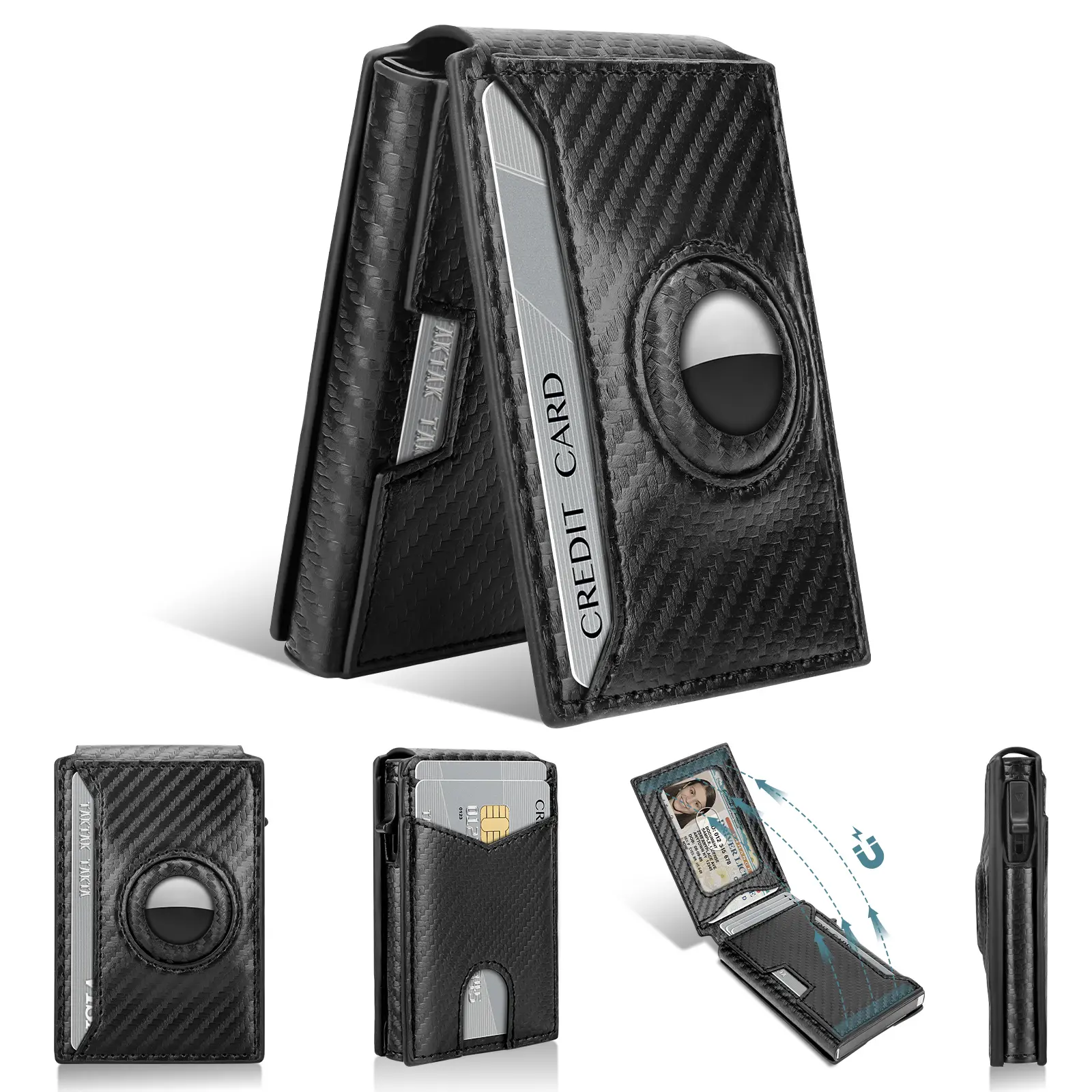 Minimalist Bifold Wallet with RFID Protection, Men’s Slim Pop‑Up Card Holder, Holds 7‑11 Cards, Built‑in ID Window & Cash Slot, Ideal Gift for Men, Without AirTag