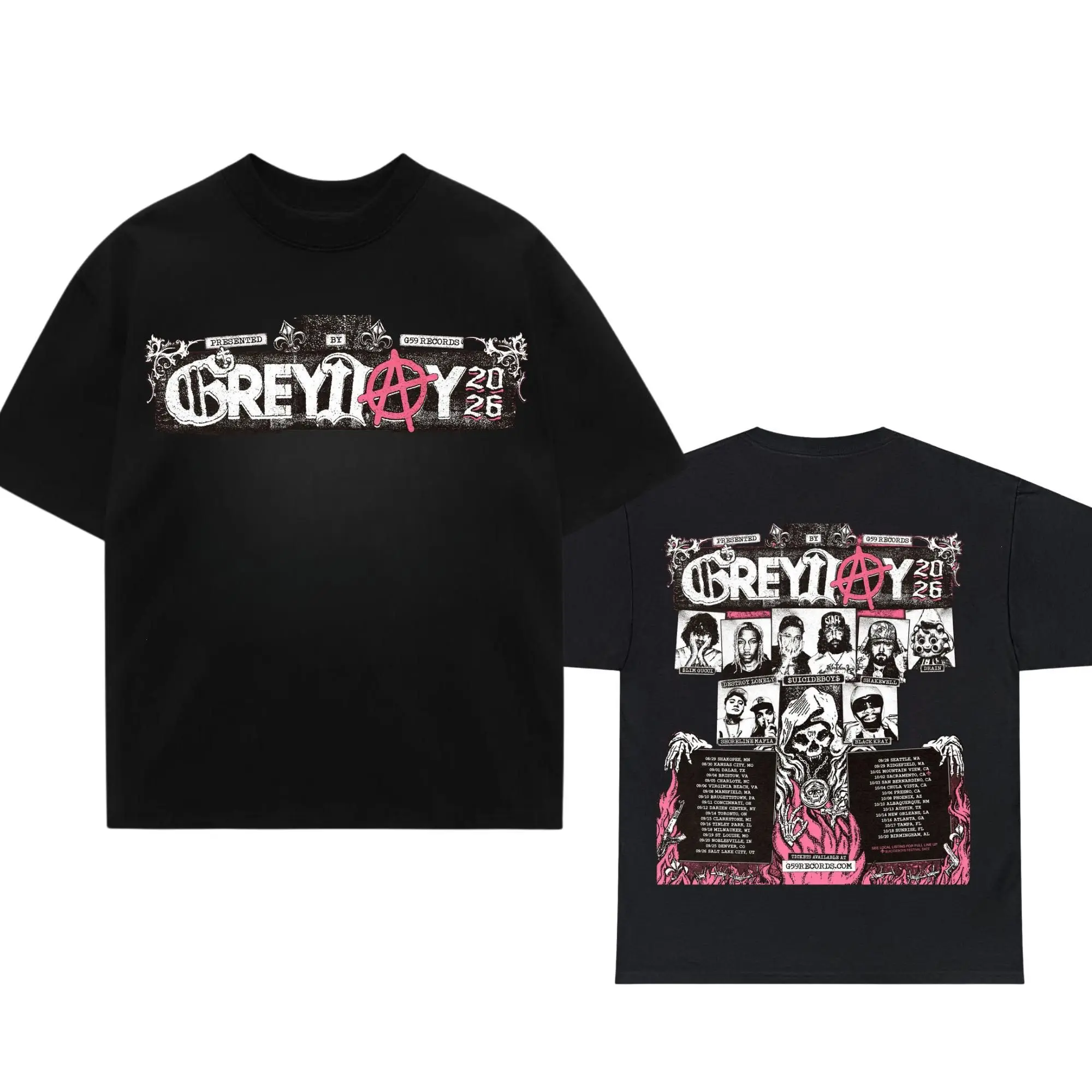Grey Day 2026 Tour Shirt, icideboys G59 Merch, Unisex Rapper Clothing