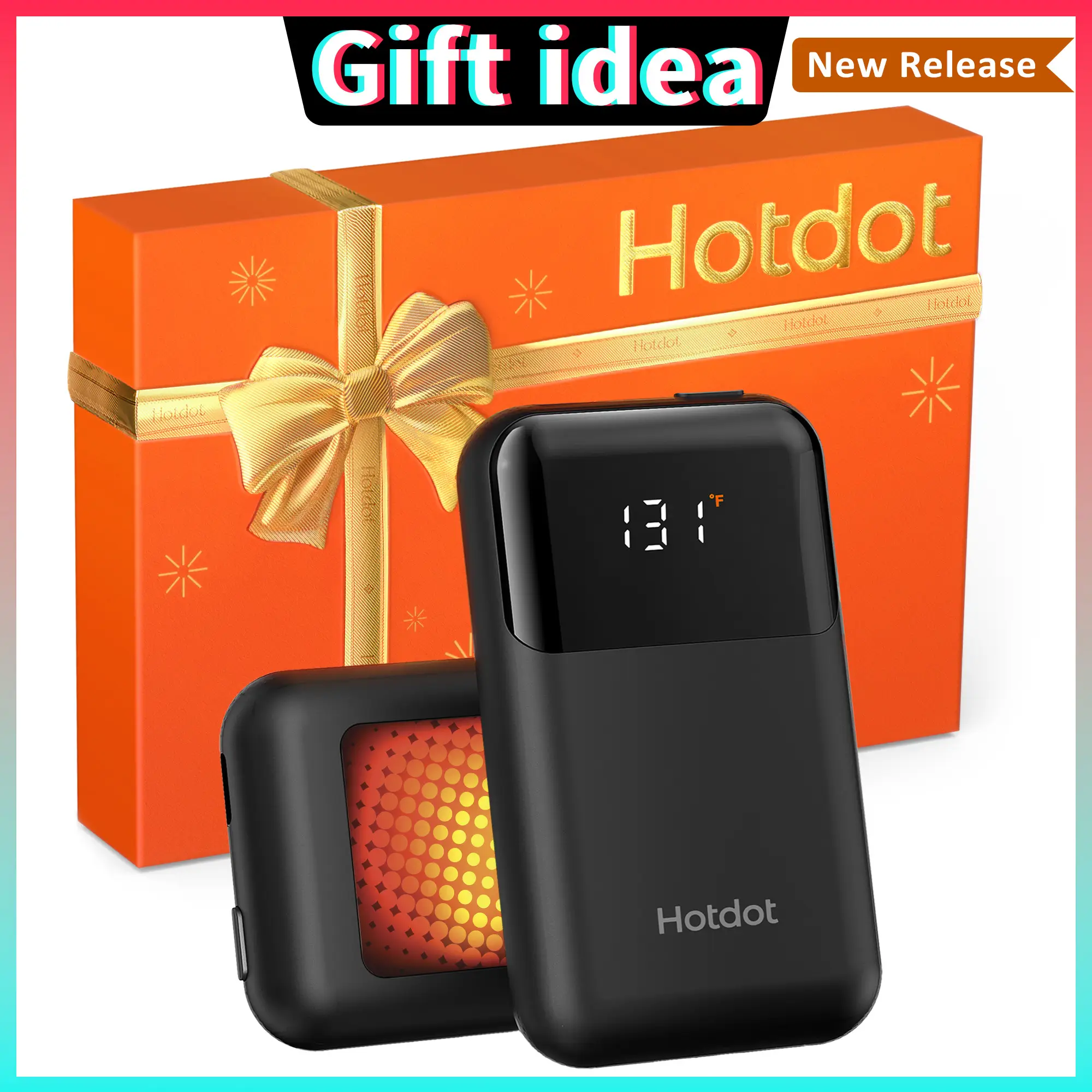 Hotdot AI Rechargeable Hand Warmer,Christmas Gift,2-Pack Hand Warmers,20 Hours,1-Sec Heating,LED Screen,Greeting Card with Color Changing Sticker Rech