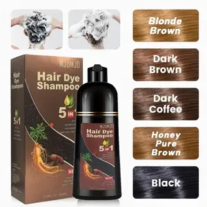 Ginseng Blonde Brown 5-in-1 Plant Extract Hair Dye – Herbal Ingredients,Effortless Gray Coverage, Nourishing Herbal Care,Quickly Complete Hair Dyeing, Long-lasting,Unisex Semi-Permanent Hair Dye,suitable for home ,travel,17.6FL OZ