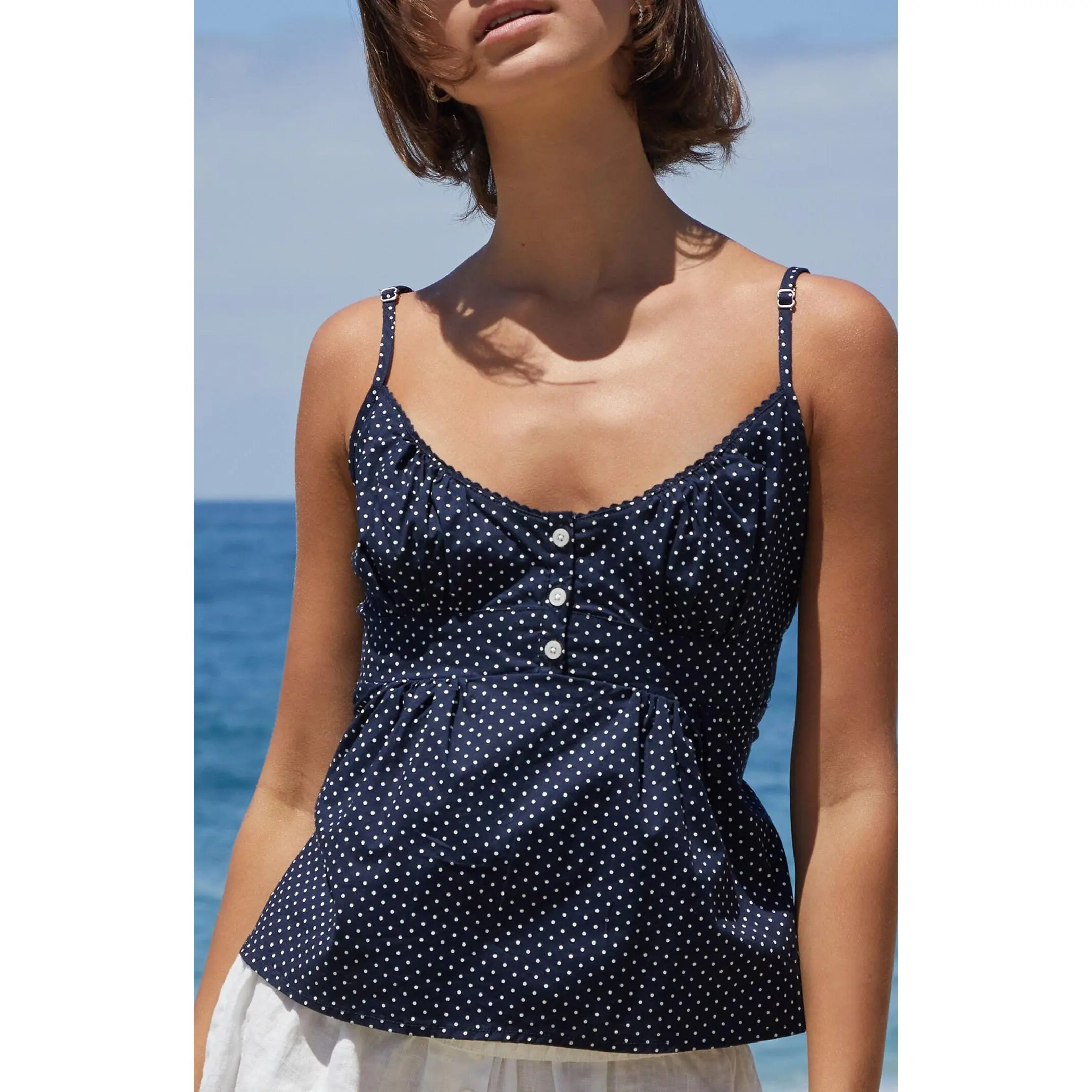 John Galt Women's Blue Polka Dot Tiffany Tank Top