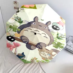Cut-totoro-05 cartoon pattern printed new umbrella, 1 self-folding umbrella, portable foldable travel umbrella, outdoor umbrella, Christmas birthday festival gift