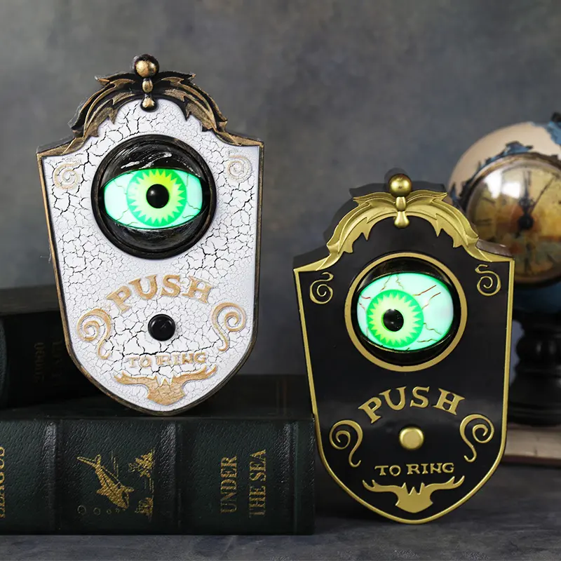 Halloween One-Eyed Doorbell Decoration LED Electric Light-Up Sound-Emitting Eyeball Doorbell Bar Secret Room Prank Prop