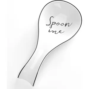 Ceramic Spoon Rest for Stove Top, Porcelain Spoon Holder, Large Utensil Rest for Kitchen Counter, Spoon Rest for Spoon, Ladle, Spatula, Modern Farmhouse Kitchen Decor, 1 count