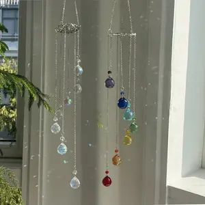 Seven Color Ab Lantern Tree of Life Hanging Sun Catcher, Crystal Wind Chime, Rainbow Maker, Home Decor, Garden, Window, Wedding, Festival Gift