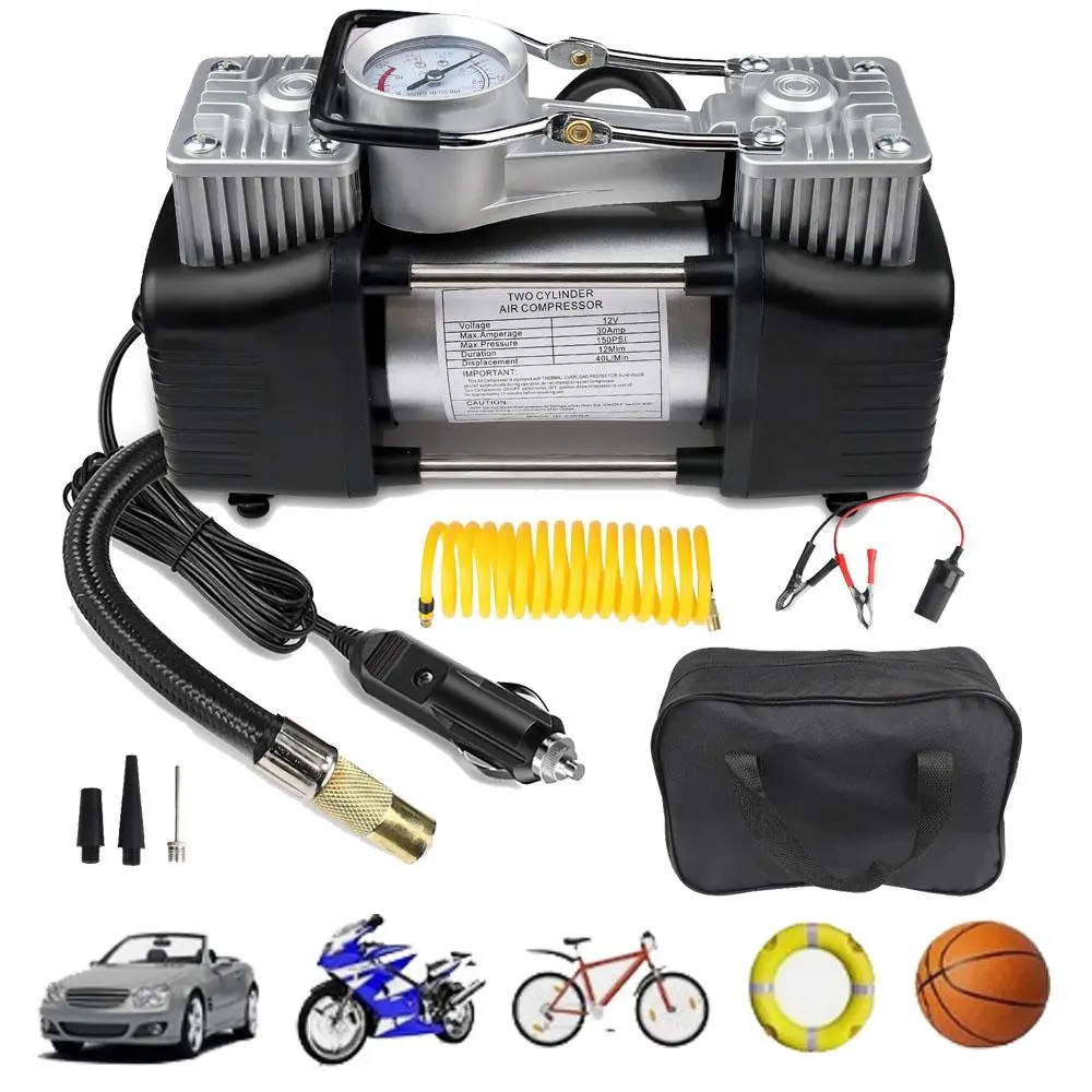 cigarette lighter tire air compressor AstroAI Inflator and Extension Cord 12FT Bundle : Automotive storage for power cord and adapters and a screw on air hose Lakers Portable Rechargeable Tire Inflator
