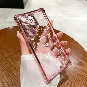Y2K Bows Phone Case for Samsung Galaxy S25 S24 S23 S22 S21 Fe Ultra Plus 4g 5g, Anti-Drop Shockproof Transparent Soft Back Cover