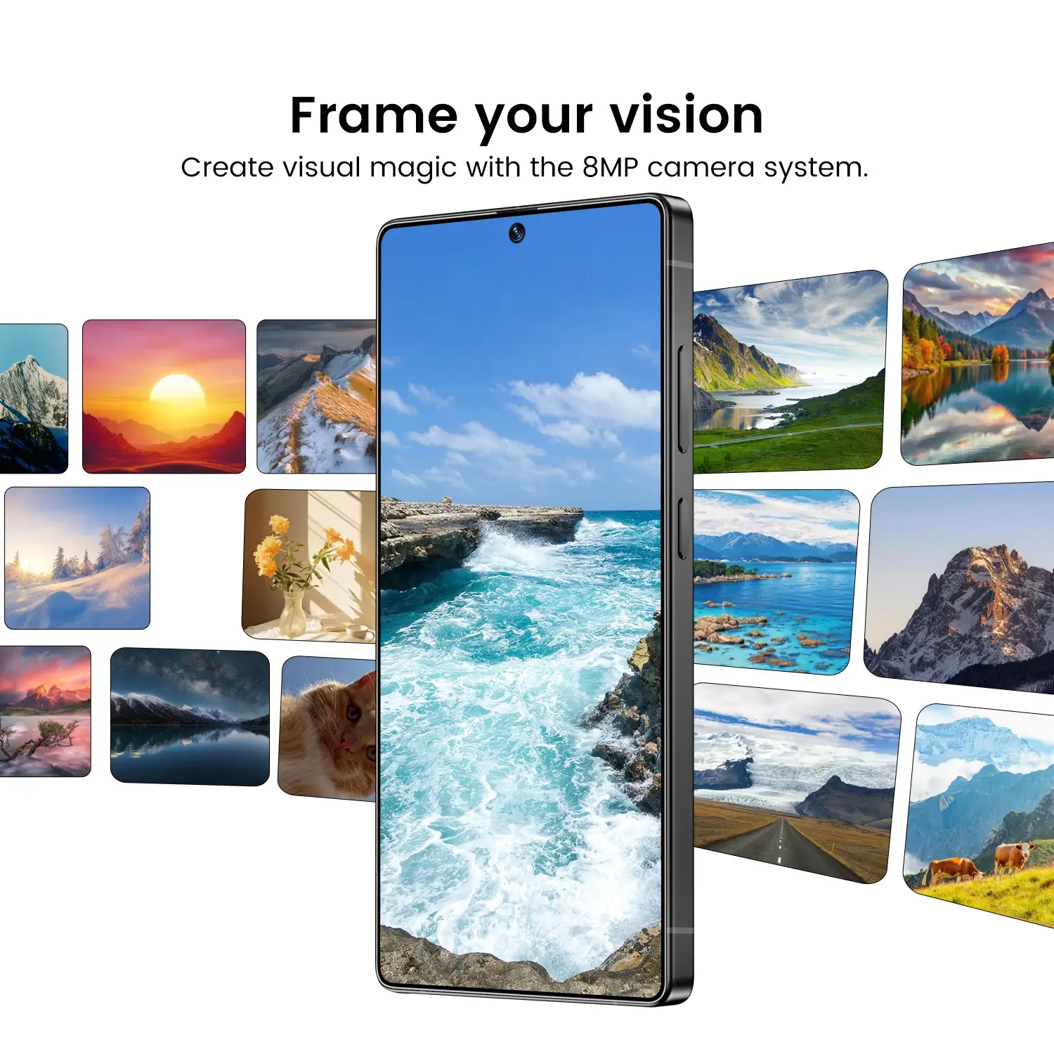 Unlocked Smart Android Phone, Android Smartphone, Android 12, 8mp+16mp Camera, 4g Network, 4+64GB RAM, 4000mah Battery, Dual Sim, 6.8-Inch Screen, Octa-Core Cpu