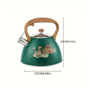 Stovetop Tea Kettle Loud Whistling Water Boiling Pot Coffee or Milk 3.2 Quarts 101.44oz Heavy Duty Stainless Steel Kettle with Unique Button Control Spout 24CM/9.45in 22CM/8.66in