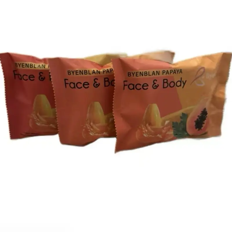 Byenblan papaya Face & Body Soap Anti-inflammatory Antioxidant Properties 3 Pieces for Skin Brightening and Exfoliation
