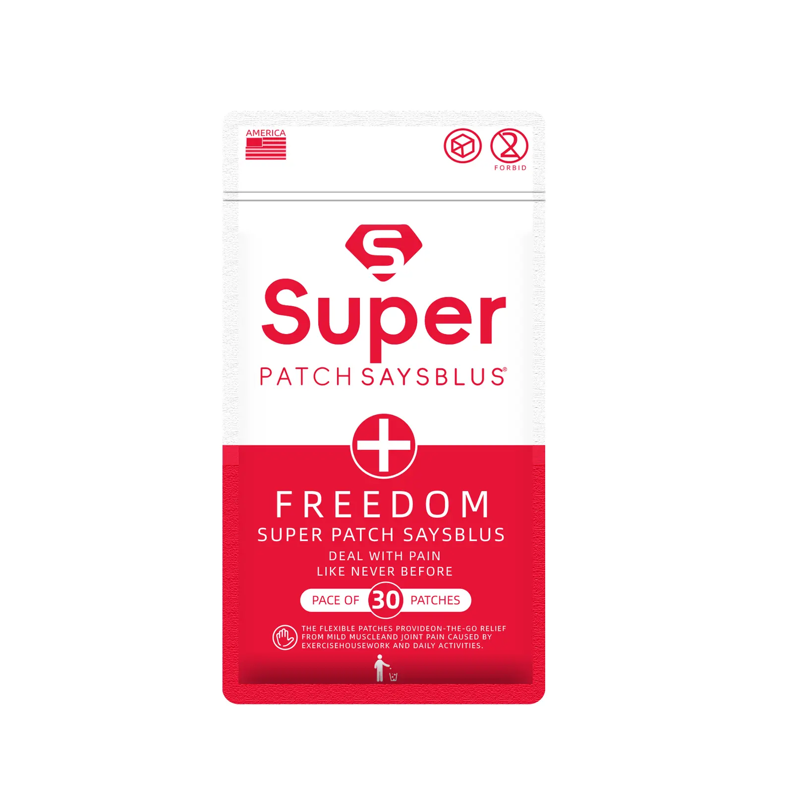 SAYSBLUS Super Patch Freedom (30 Patches) – Latex-Free, Breathable, Long-Lasting Pain Relief Solution & Treatment for Daily Stiffness & Aches, Healthcare