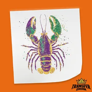 Glitter Mardi Gras Crawfish Design - Mardi Gras DTF Heat Transfer Sheet