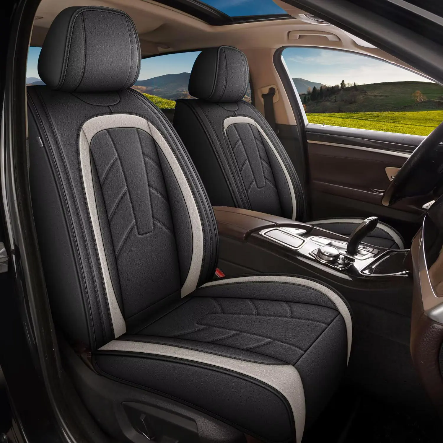 Imitation Leather 5-Seat Full Set Car Seat Covers & Protectors, Universal Fit for 2011-2025 Equinox, Airbag-Safe All-Seasons Automotive Covers with Breathable Material, Waterproof Surface, Anti-Slip Base, Zipper-Fit Design, Velcro Adjustment, Car Seat Pro