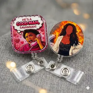 Exhale Heartbreak Heart Acrylic Badge Reel Retractable ID Holder With Swivel Alligator Clip For Healthcare Workers, Nurses, And Medical Staff