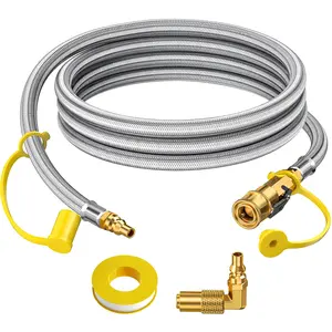 【Exclusive Offer】Alloxity 1/4" RV Quick Connect with Shutoff Valve, Blackstone Custom Fit, 7FT/12FT/24FT - Perfect for RV & Outdoor Gas Use (Rubber/Sleeve Hose)