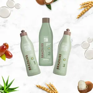 Progressive Smoothing & Shine Ritual | Braziliss 3-Step System: Clarifying Shampoo 17.6 fl oz + Hair Treatment 35.27 fl oz + Intensive Mask 17.6 fl oz | Vegan Keratin, Argan Oil & Jojoba Oil | Formaldehyde-Free, Cruelty-Free