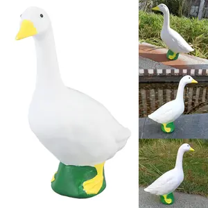Resin Goose Figurine Lifelike Exquisite Craft Goose Statue Sculpture Ornament for Home Garden Porches Decoration