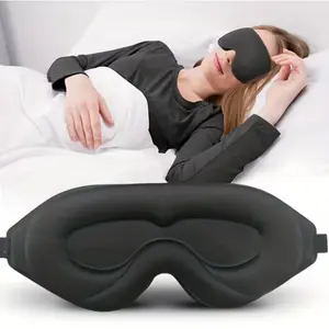 1pc 3D Deep Contour Sleep Mask Compatible for s - Soft -Blocking Eye with Adjustable Strap, Fit for Men & Women, for nighttime Travel, Yoga, Naps - 100% Darkness for Sleep, Black
