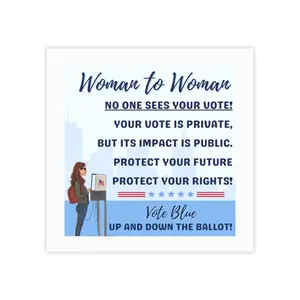 WOMAN TO WOMAN: Vote Blue 3”x3” Post-It Notes ! Your vote is private! Kamala Harris, Election 2024, Gift for Her, Harris Walz
