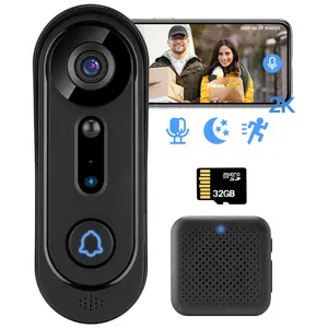 2.4G WiFi 3.0MP Smart Wireless Doorbell Camera with Indoor Chime, Two-way Audio, 3.0MP Night Vision, Smart Alerts, Indoor/Outdoor Surveillance Camera, Human Detection and Motion Detection,Support Cloud Storage and  Micro SD Storage, Easy Installation