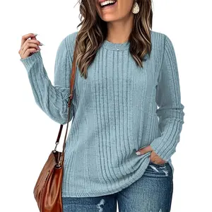 Womens-Plus-Size-Tops Casual Long Sleeve Shirts Lightweight Loose Fit Crewneck Sweatshirts Fall/Winter Tees XL-5XL DPS1160