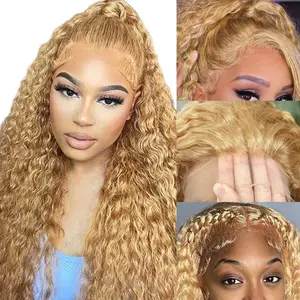 New cross-border product: European and American women's lace front synthetic wig, African hand-tied small curls, long curly hair wig