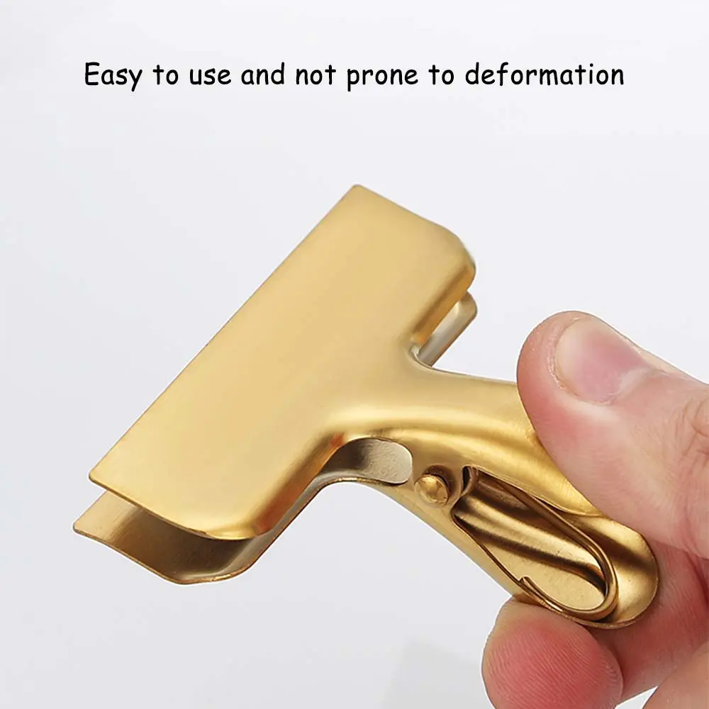 1pc stainless steel clip, light luxury style, Sleek Appearance, Elegant food bag sealing clip, multifunctional and durable clip, Easy Handling, suitable for office, kitchen, household storage, Reusable, Sustainable