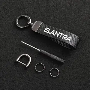 Hyundai Elantra Carbon Fiber Car Keychain Set, Premium Auto Modification Key Fob, Includes Screwdriver & Rings, Batch Number A19961208