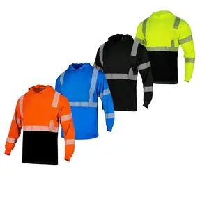 4 Pack Of Long-Sleeve Safety Hooded Shirts With Print Reflectors