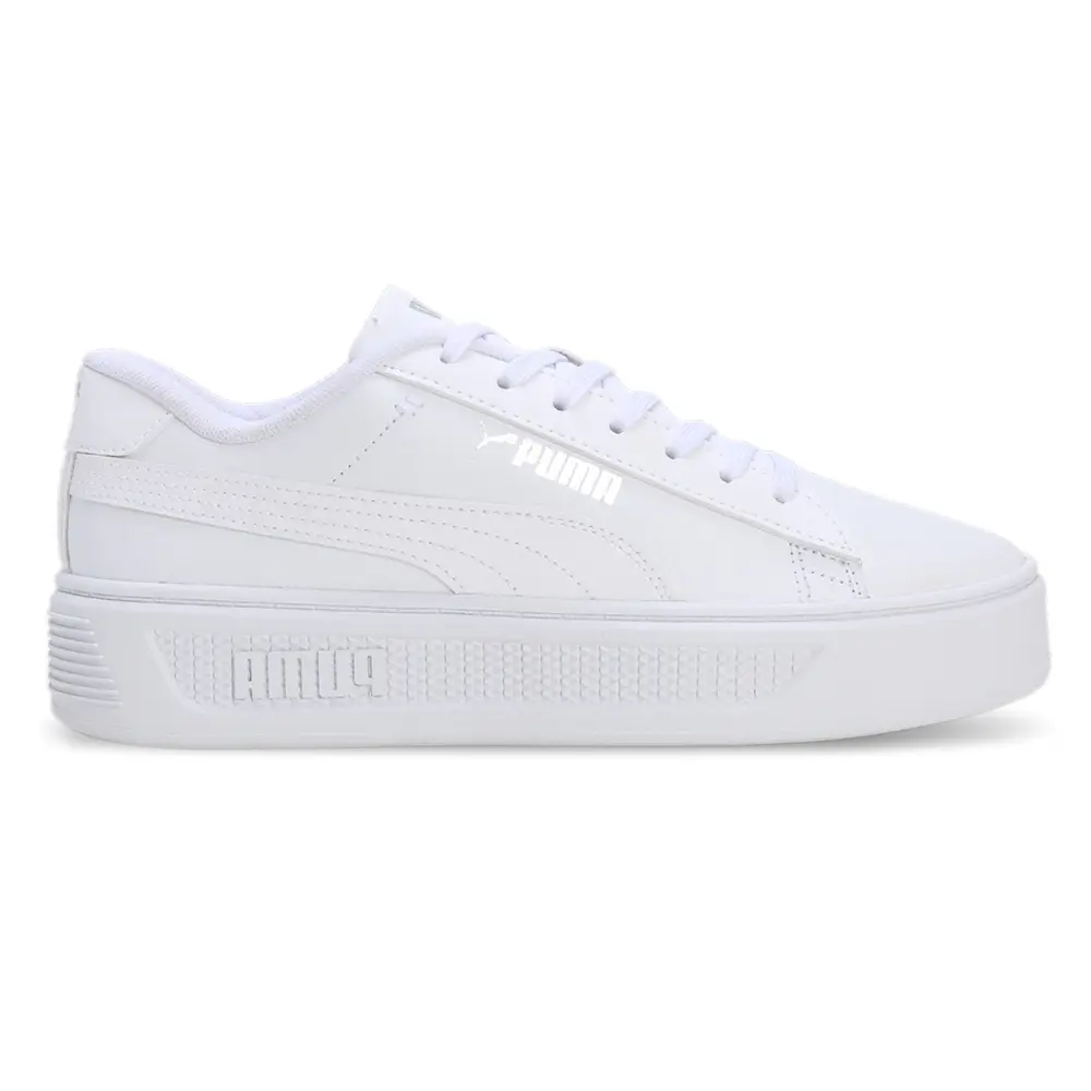 PUMA Womens Smash V3 Reptile Platform Lace Up Sneakers Shoes Casual - White PUMA Womens Smash V3 Reptile Platform Lace Up Sneakers Shoes Casual - White