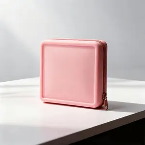 Women's Large Square Portable Silicone Makeup Bag, Travel Waterproof Cosmetic Pouch with Handle and Zipper Closure, Gift Box, Makeup Storage Bag