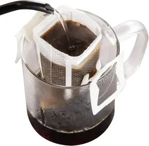 50Pcs Portable Coffee Filter Bag with Hanging Ear Design, Disposable Drip Coffee Filter Paper Bag single Serve, Pour Over Coffee Filter Compatible with a Wide Variety of Coffee Cups/Utensils