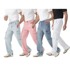Men's Slim Loose, Straight pants Jeans for Men,  Leg Fashion Casual Comfort Flex Waist Denim Pants, Menswear Classic Street Style Cotton Fabric Jean Natural Hipster Personalized Stylish Jeans with Pockets