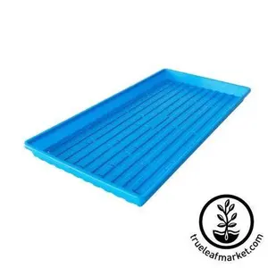 1020 Heavy Duty Microgreens Trays - With Holes - Blue - Shallow